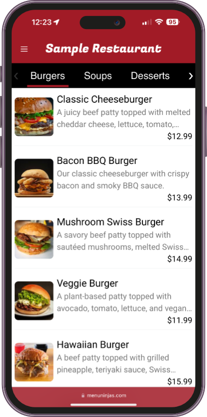 Menu list
